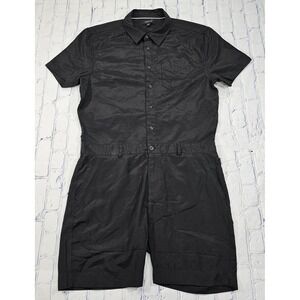 Ring Of Fire Wilson Jumpsuit Coveralls Shorts Button Front Black MENS SIZE XL